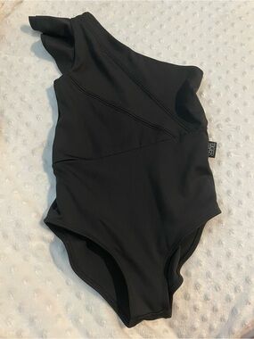 One-Shoulder Tiger Friday Black Leotard